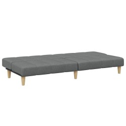 Canapé-lit à 2 places avec repose-pied gris foncé tissu 