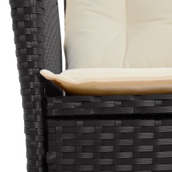 Ensemble à manger de jardin avec coussins 3 pcs Noir 