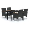 Ensemble à manger de jardin avec coussins 5 pcs Noir 