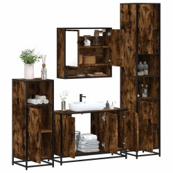 Ensemble meubles salle de bain 4 pcs chêne fumé bois ingénierie 