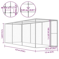 Cage pour chat 4,5x1,5x1,5 m Acier galvanisé 