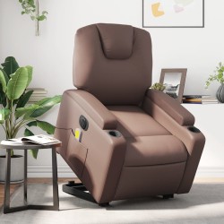 Fauteuil inclinable de massage électrique marron similicuir 