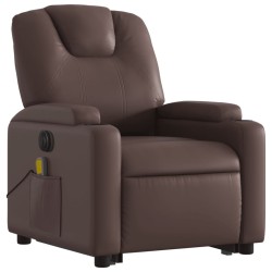 Fauteuil inclinable de massage électrique marron similicuir 