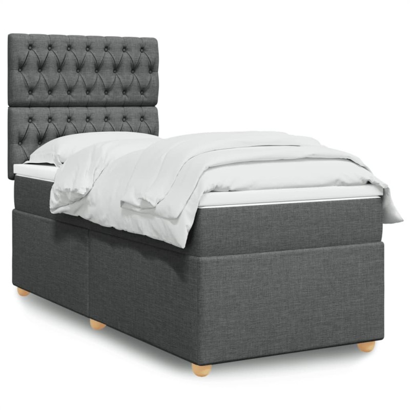 Sommier à lattes de lit avec matelas Gris foncé 80x200 cm Tissu 