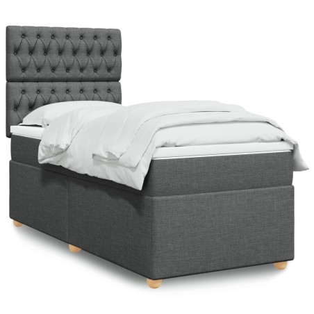 Sommier à lattes de lit avec matelas Gris foncé 80x200 cm Tissu 