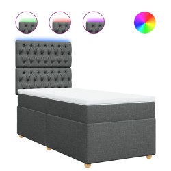 Sommier à lattes de lit avec matelas Gris foncé 80x200 cm Tissu 