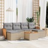 Salon de jardin avec coussins 7 pcs beige résine tressée 
