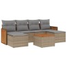 Salon de jardin avec coussins 7 pcs beige résine tressée 