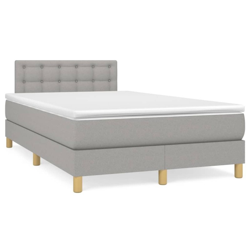 Sommier à lattes de lit matelas LED gris clair 120x190 cm tissu 