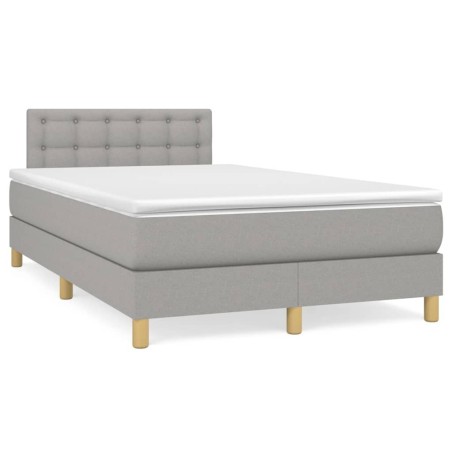 Sommier à lattes de lit matelas LED gris clair 120x190 cm tissu 