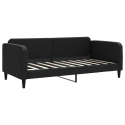Lit de jour avec gigogne et tiroirs noir 90x190 cm tissu 