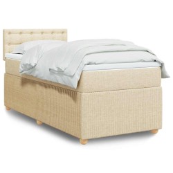Sommier à lattes de lit et matelas Crème 90x190 cm Tissu 