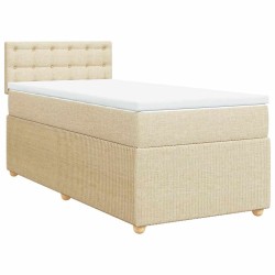 Sommier à lattes de lit et matelas Crème 90x190 cm Tissu 