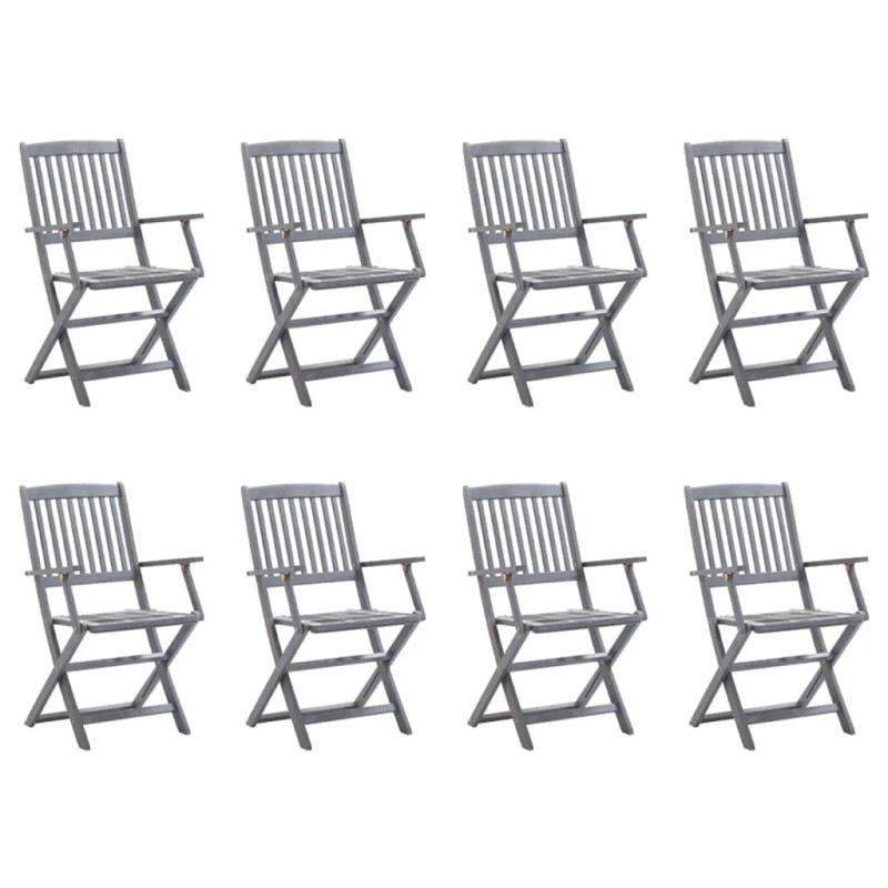 Chaises pliables d'extérieur lot de 8 et coussins Bois d'acacia 