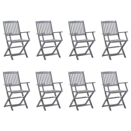 Chaises pliables d'extérieur lot de 8 et coussins Bois d'acacia 