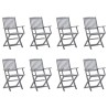 Chaises pliables d'extérieur lot de 8 et coussins Bois d'acacia 