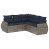 Salon de jardin 5 pcs avec coussins gris résine tressée 