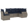 Salon de jardin 5 pcs avec coussins gris résine tressée 