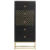 Armoire à tiroirs Noir et doré 45x30x105 cm Bois de manguier 