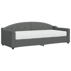 Lit de jour avec matelas gris foncé 80x200 cm tissu 
