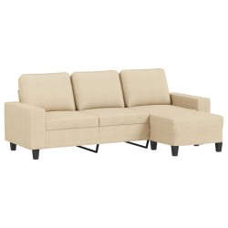 Canapé à 3 places avec repose-pieds Crème 180 cm Tissu 