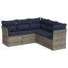 Salon de jardin 5 pcs avec coussins gris résine tressée 