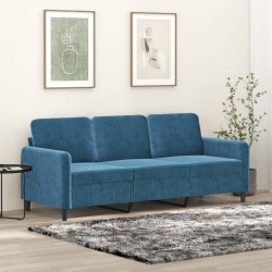 Canapé à 3 places Bleu 180 cm Velours 