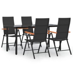 Ensemble à manger de jardin 5 pcs Noir et marron Résine tressée 