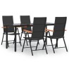 Ensemble à manger de jardin 5 pcs Noir et marron Résine tressée 