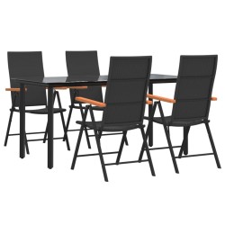 Ensemble à manger de jardin 5 pcs Noir et marron Résine tressée 