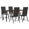 Ensemble à manger de jardin 5 pcs Noir et marron Résine tressée 