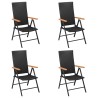 Ensemble à manger de jardin 5 pcs Noir et marron Résine tressée 