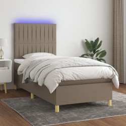 Sommier à lattes de lit et matelas et LED Taupe 80x200cm Tissu 