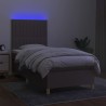 Sommier à lattes de lit et matelas et LED Taupe 80x200cm Tissu 