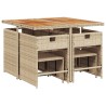 Ensemble à manger de jardin et coussins 9 pcs beige Poly rotin 