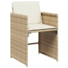 Ensemble à manger de jardin et coussins 9 pcs beige Poly rotin 