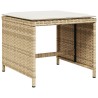 Ensemble à manger de jardin et coussins 9 pcs beige Poly rotin 