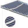 Auvent manuel rétractable avec LED 3,5x2,5 m Bleu et blanc 