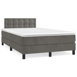 Sommier à lattes de lit avec matelas LED gris foncé 120x190 cm 