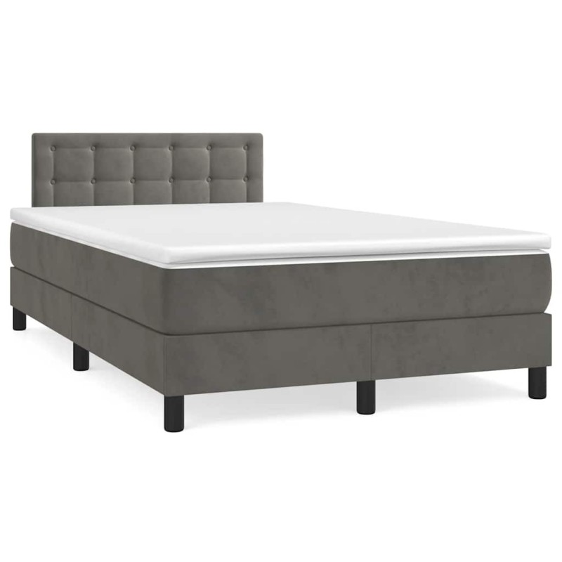 Sommier à lattes de lit avec matelas LED gris foncé 120x190 cm 