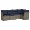 Salon de jardin 5 pcs avec coussins gris résine tressée 