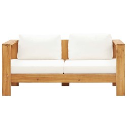 Canapé de jardin avec coussin 140 cm Acacia solide Blanc crème 