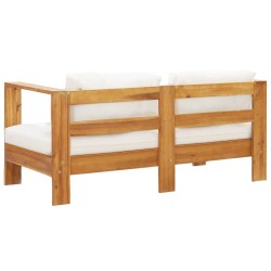 Canapé de jardin avec coussin 140 cm Acacia solide Blanc crème 