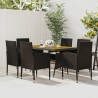 Ensemble à manger d'extérieur 7 pcs Résine tressée Noir 
