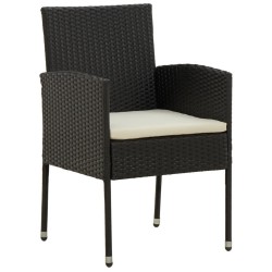 Ensemble à manger d'extérieur 7 pcs Résine tressée Noir 