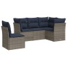Salon de jardin 5 pcs avec coussins gris résine tressée 