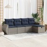 Salon de jardin 5 pcs avec coussins gris résine tressée 