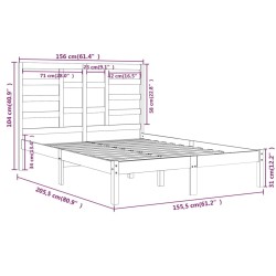 Cadre de lit sans matelas bois massif 150x200 cm 
