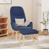 Chaise de relaxation avec tabouret Bleu Tissu 