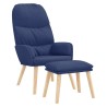Chaise de relaxation avec tabouret Bleu Tissu 